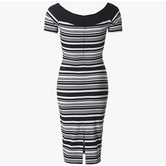 Michael Kors STRIPED OFF-THE-SHOULDER SHEATH DRESS - Picture 5 of 15